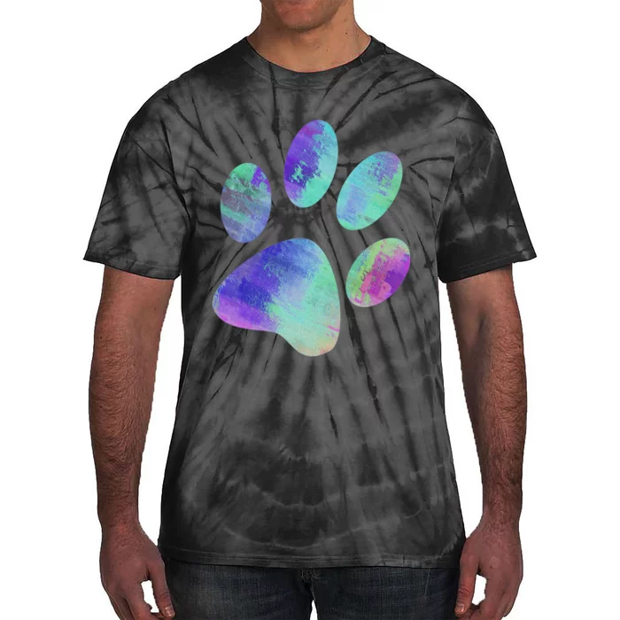 Loves Dogs Cats Animals Paw Print Animal Lover Rainbow Art Tie-Dye T-Shirt