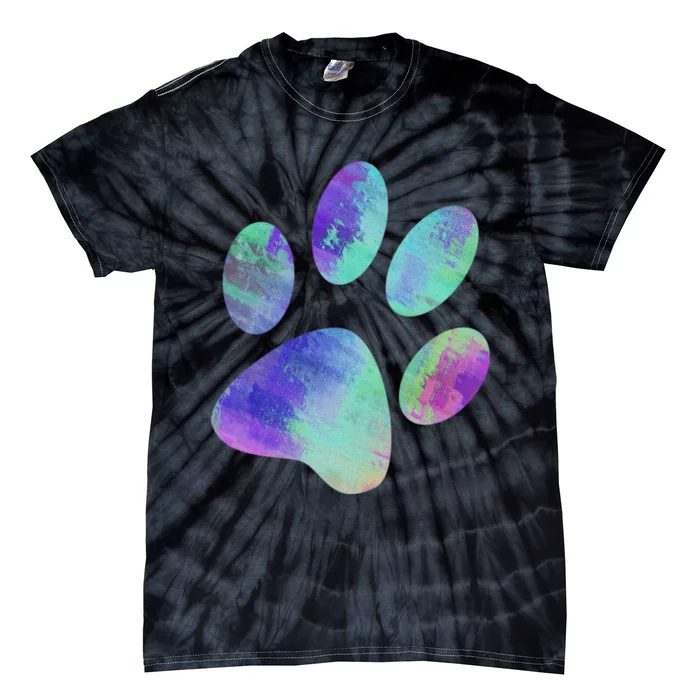 Loves Dogs Cats Animals Paw Print Animal Lover Rainbow Art Tie-Dye T-Shirt