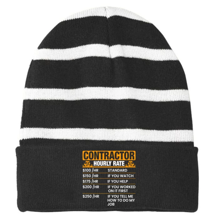 Labor Day Contractor Hourly Rate Graphic Striped Beanie with Solid Band