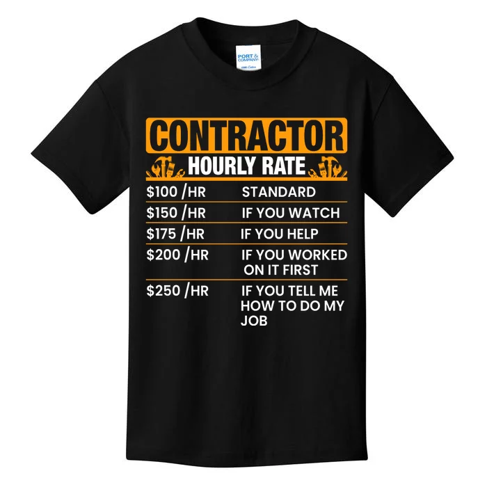 Labor Day Contractor Hourly Rate Graphic Kids T-Shirt