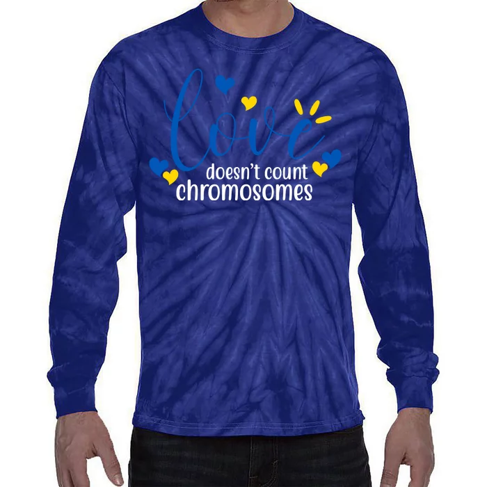 Love Doesnt Count Chromosome Down Syndrome Tie-Dye Long Sleeve Shirt