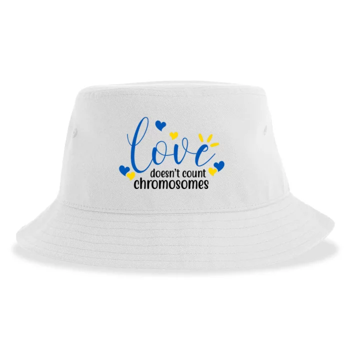 Love Doesnt Count Chromosome Down Syndrome Sustainable Bucket Hat