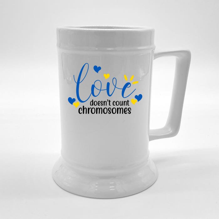 Love Doesnt Count Chromosome Down Syndrome Front & Back Beer Stein