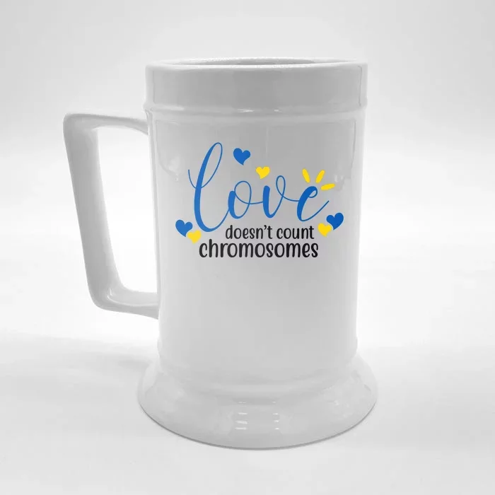 Love Doesnt Count Chromosome Down Syndrome Front & Back Beer Stein