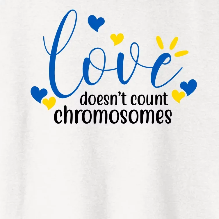 Love Doesnt Count Chromosome Down Syndrome Women's Crop Top Tee