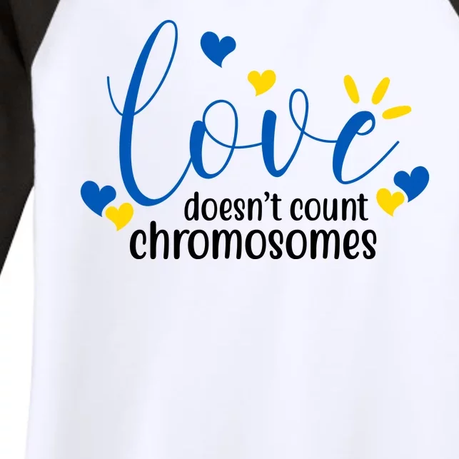 Love Doesnt Count Chromosome Down Syndrome Women's Tri-Blend 3/4-Sleeve Raglan Shirt