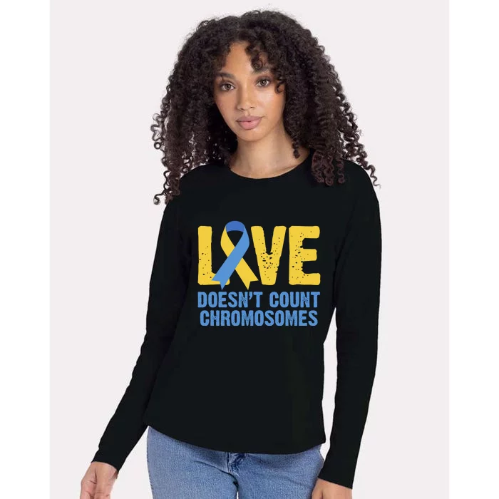 Love Doesn't Count Chromosomes Down Syndrome Womens Cotton Relaxed Long Sleeve T-Shirt