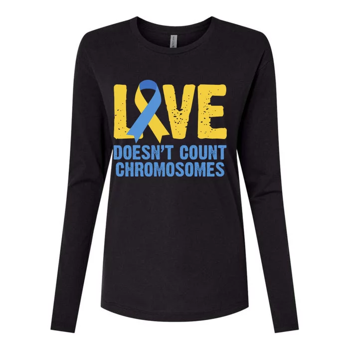 Love Doesn't Count Chromosomes Down Syndrome Womens Cotton Relaxed Long Sleeve T-Shirt