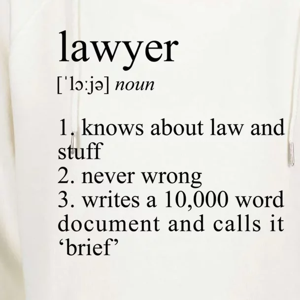 Lawyer Definition Cool Gift Funny Law School Meaningful Gift Womens Funnel Neck Pullover Hood