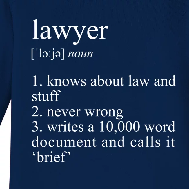 Lawyer Definition Cool Gift Funny Law School Meaningful Gift Baby Long Sleeve Bodysuit