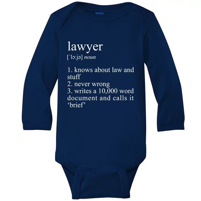 Lawyer Definition Cool Gift Funny Law School Meaningful Gift Baby Long Sleeve Bodysuit