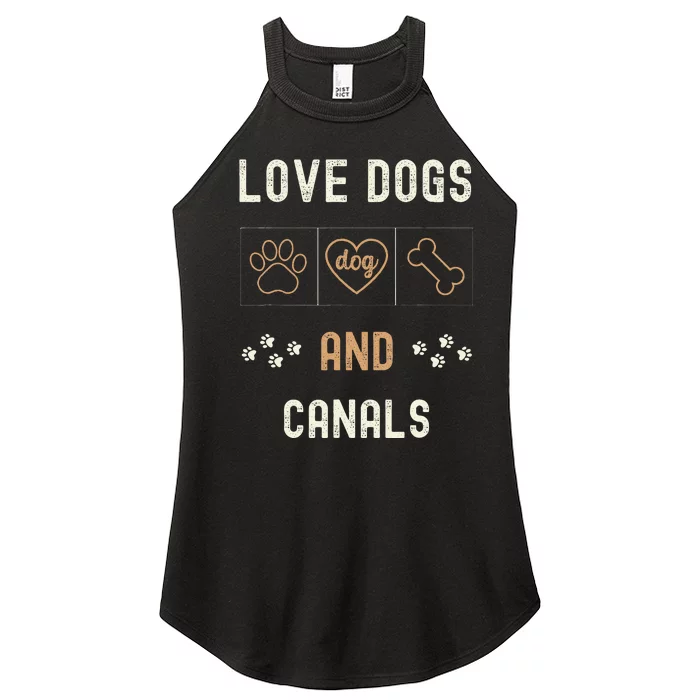 Love Dogs Canals Dog Owners Walker Narrowboat Women’s Perfect Tri Rocker Tank