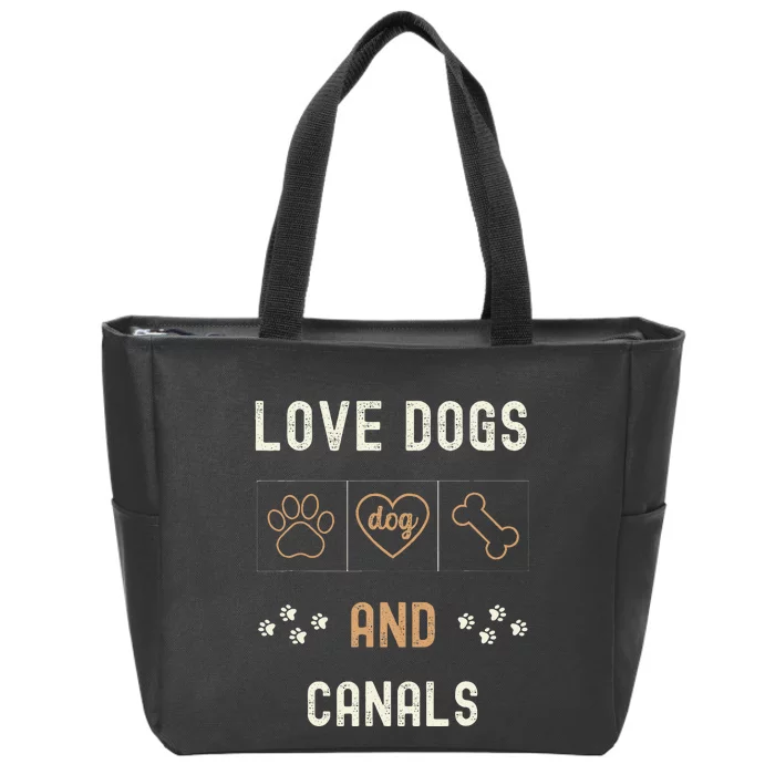 Love Dogs Canals Dog Owners Walker Narrowboat Zip Tote Bag