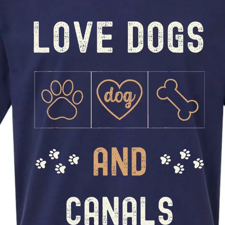 Love Dogs Canals Dog Owners Walker Narrowboat Sueded Cloud Jersey T-Shirt