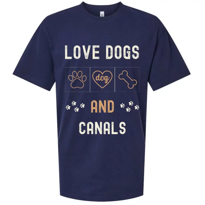 Love Dogs Canals Dog Owners Walker Narrowboat Sueded Cloud Jersey T-Shirt