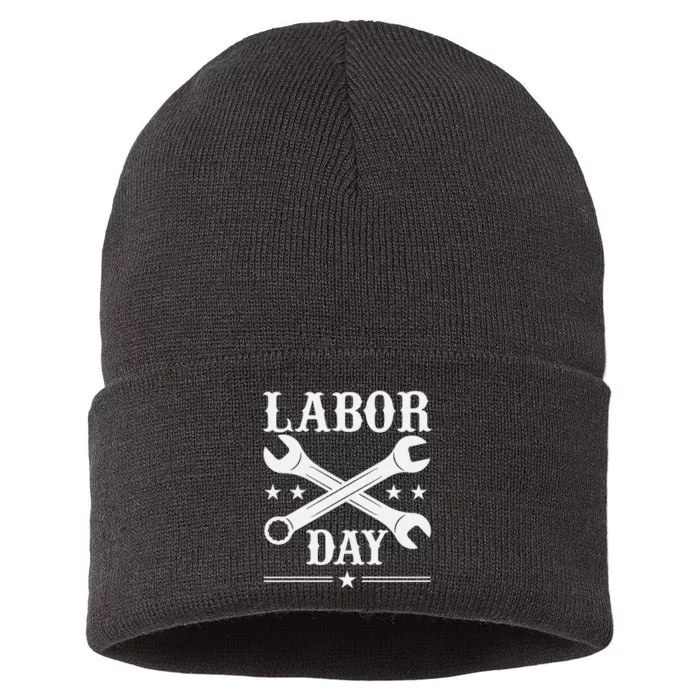 Labor Day Celebration Graphic Sustainable Knit Beanie