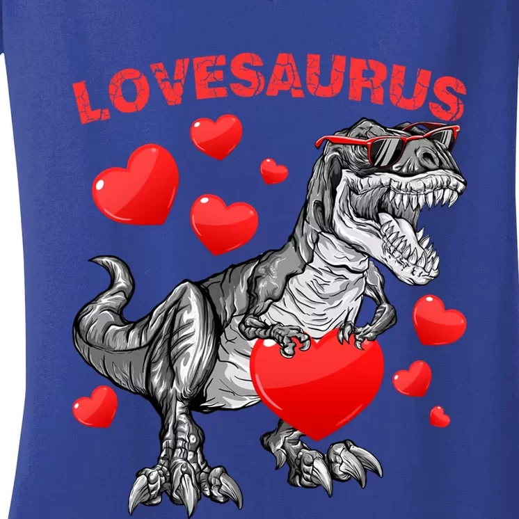 Lovesaurus Dino Dinosaur Valentines Day Gift Women's V-Neck T-Shirt