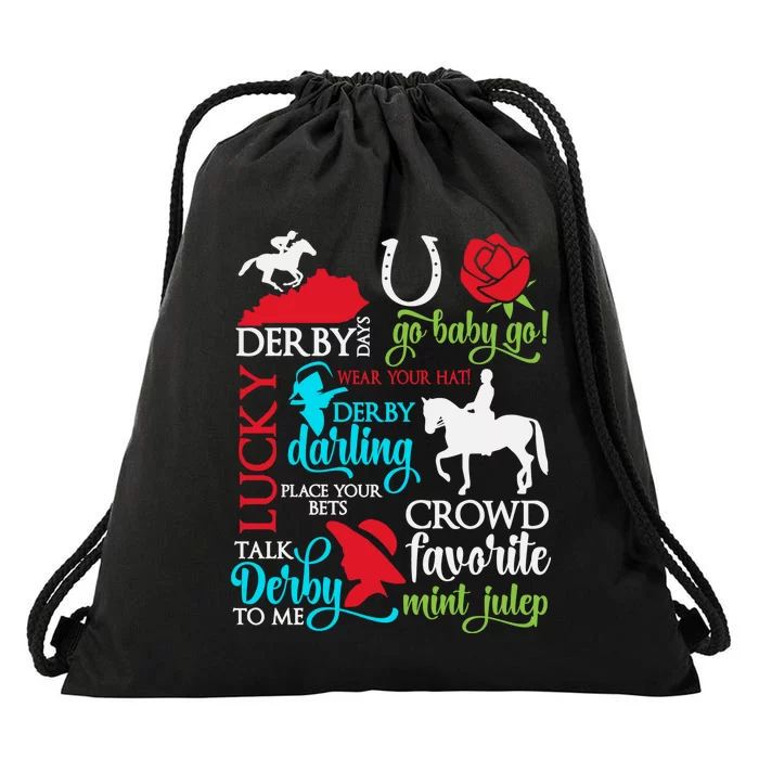 Lucky Derby Darling Horse Race Horsing Drawstring Bag