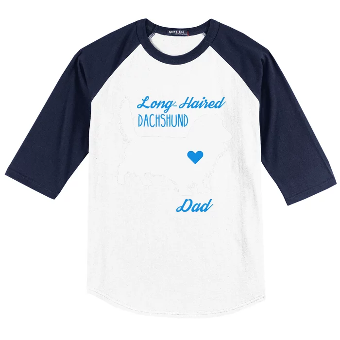 LongHaired Dachshund Dad Fathers Day Wiener Dog Baseball Sleeve Shirt