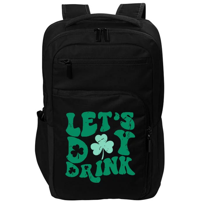 Lets Day Drink Groovy Vintage St Patricks Day Lucky Impact Tech Backpack