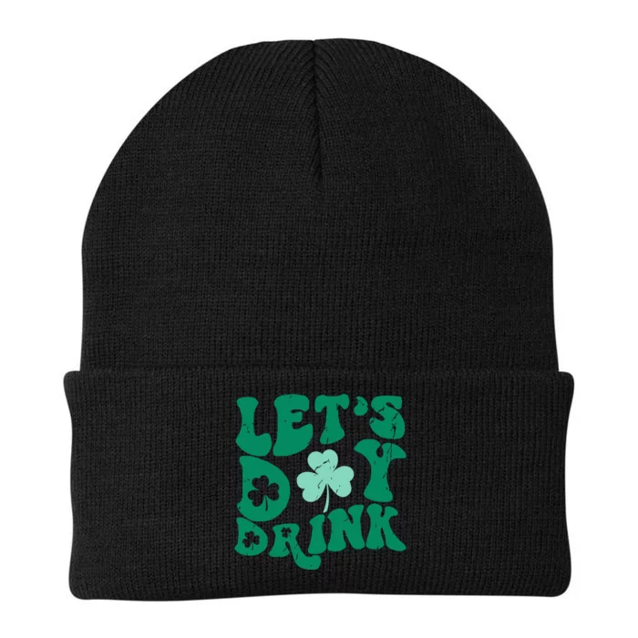 Lets Day Drink Groovy Vintage St Patricks Day Lucky Knit Cap Winter Beanie