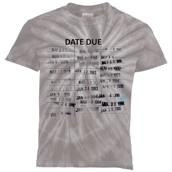 Library Due Date Librarian Date Due Kids Tie-Dye T-Shirt