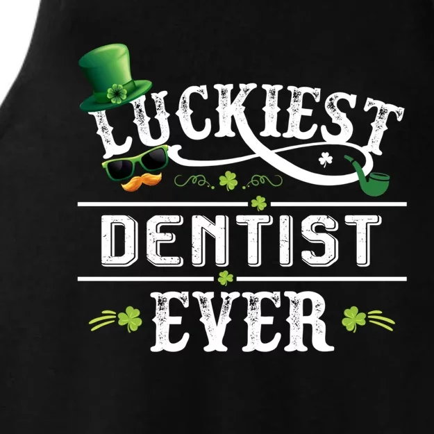 Luckiest Dentist Ever Shamrock Leprechaun Hat St Patrick Day Cute Gift Ladies Tri-Blend Wicking Tank