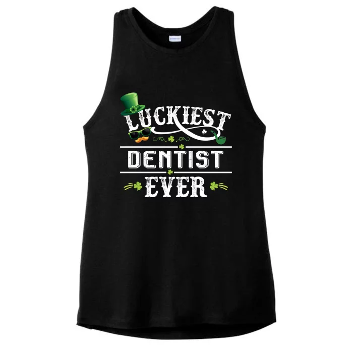 Luckiest Dentist Ever Shamrock Leprechaun Hat St Patrick Day Cute Gift Ladies Tri-Blend Wicking Tank