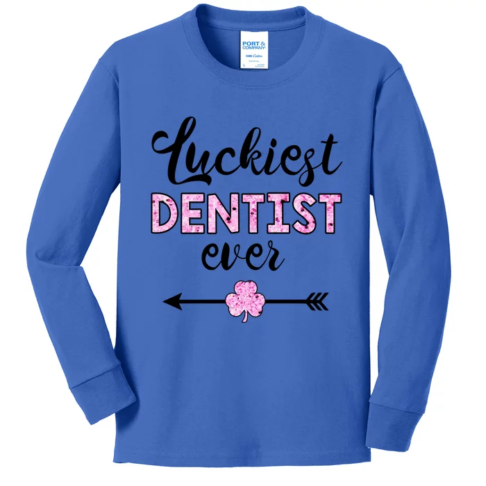 Luckiest Dentist Ever Cute Gift Funny St Patrick Day Gift Kids Long Sleeve Shirt