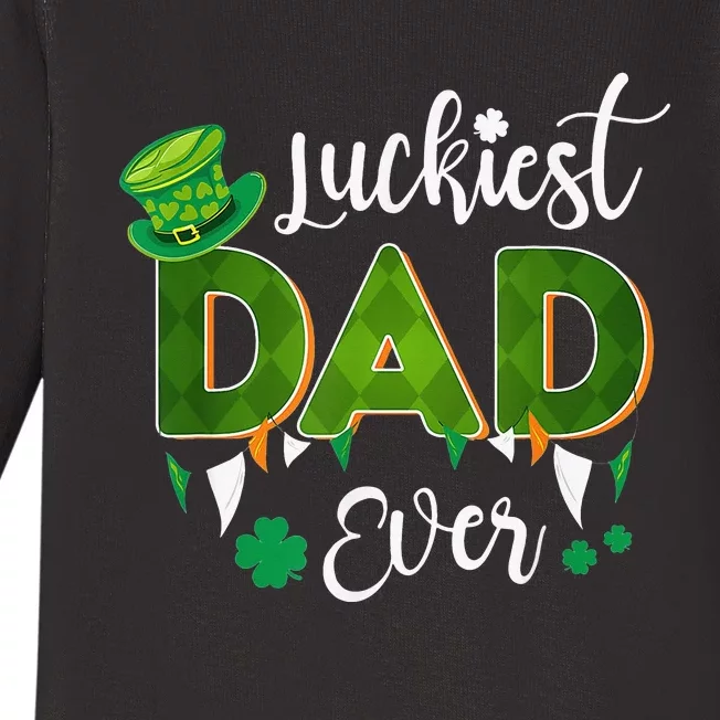 Luckiest Dad Ever Funny Saint Patricks Day Irish Culture Baby Long Sleeve Bodysuit