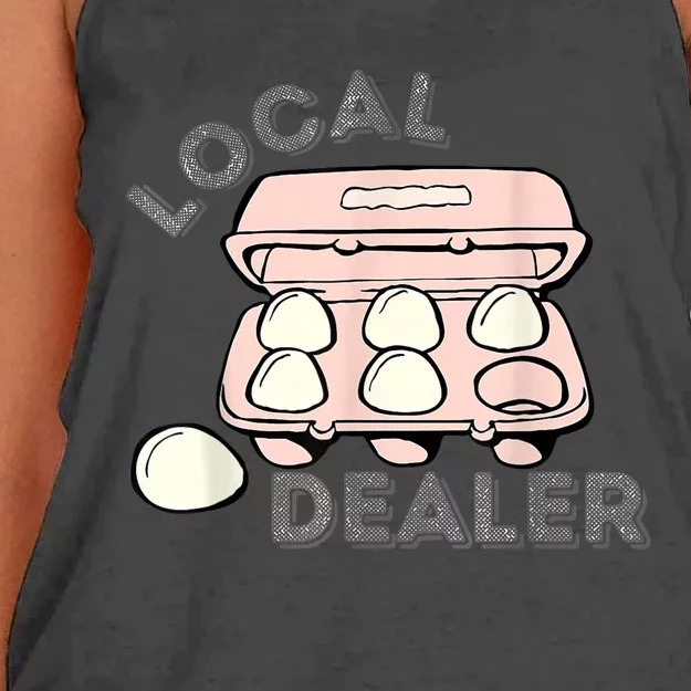 Local Dealer Egg Dealer Funny Eggs  Wo Women's Knotted Racerback Tank