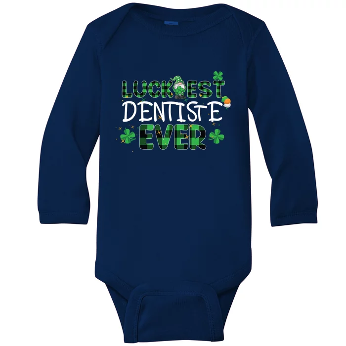 Luckiest Dentist Ever St Patricks Day Dental Hygienist Teeth Gift Baby Long Sleeve Bodysuit