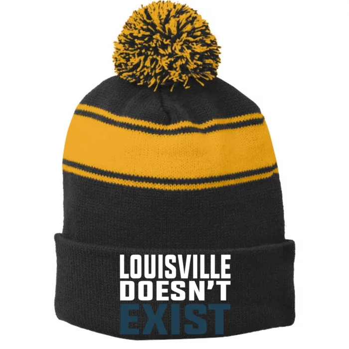 Louisville Doesn’T Exist Stripe Pom Pom Beanie