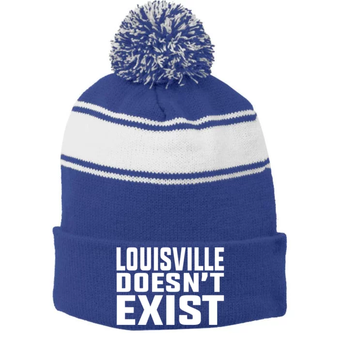 Louisville Doesn’T Exist Stripe Pom Pom Beanie