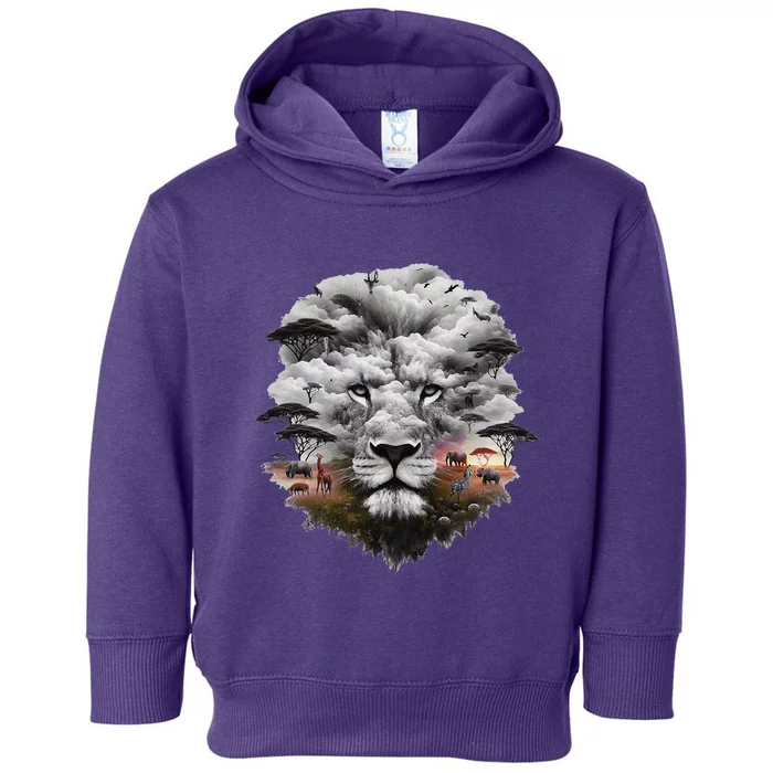 Lion Double Exposures Wildlife Animal African Safari Guide Toddler Hoodie