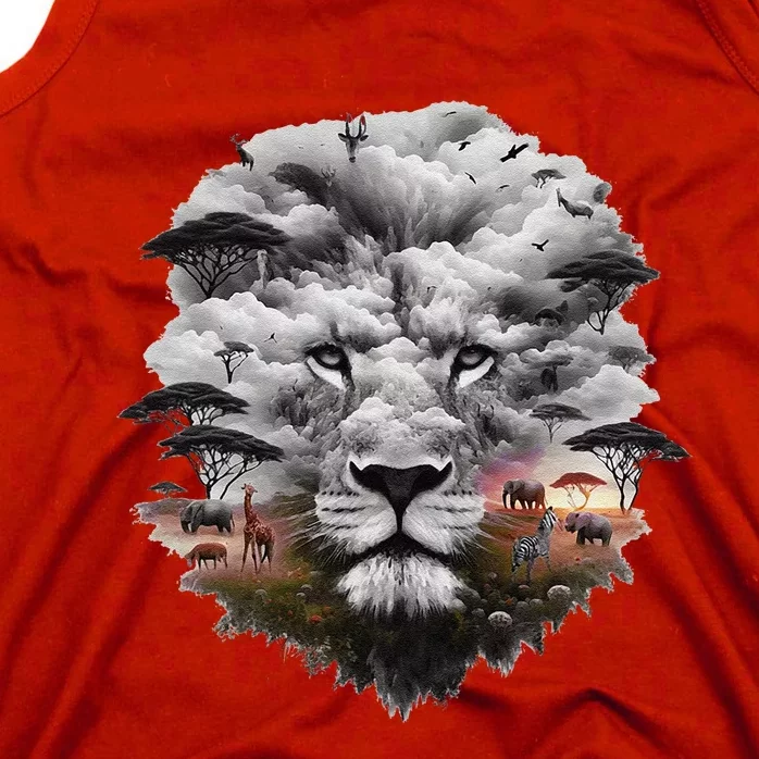 Lion Double Exposures Wildlife Animal African Safari Guide Tank Top