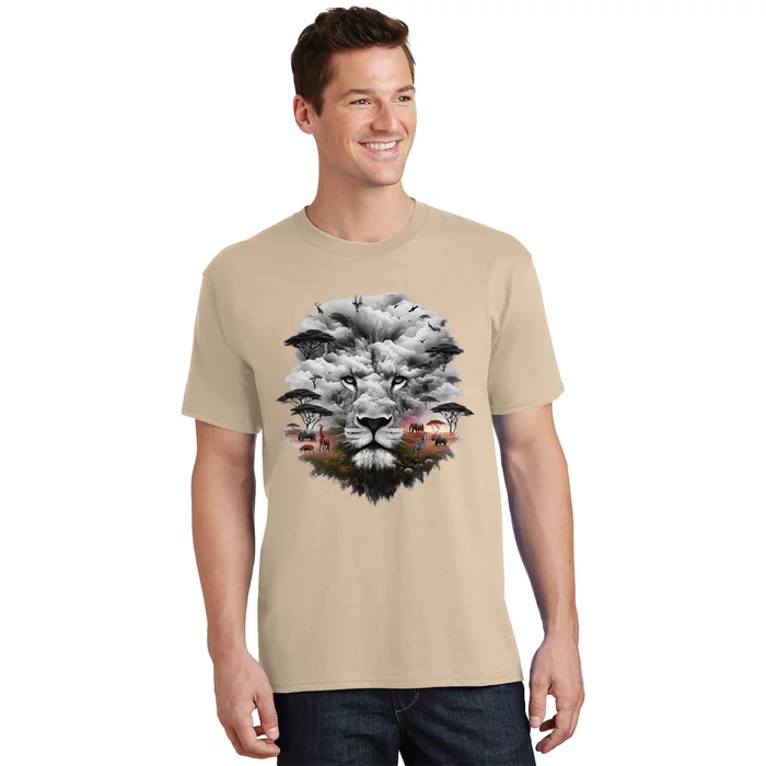 Lion Double Exposures Wildlife Animal African Safari Guide T-Shirt