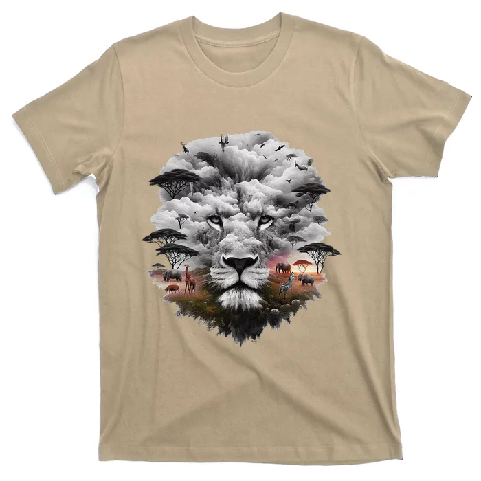 Lion Double Exposures Wildlife Animal African Safari Guide T-Shirt