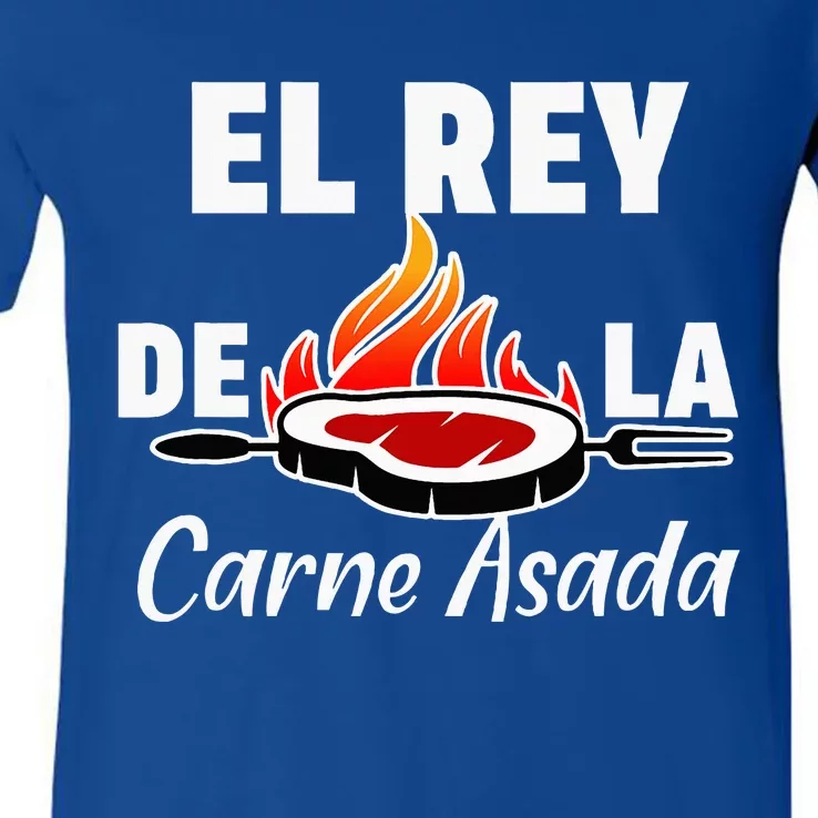 Latino Dad El Rey De La Carne Asada V-Neck T-Shirt