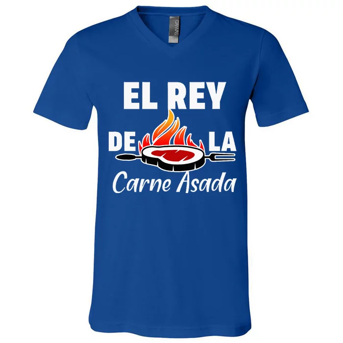 Latino Dad El Rey De La Carne Asada V-Neck T-Shirt