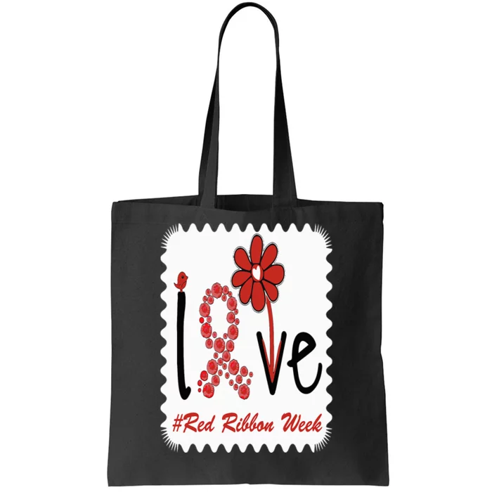 Love Daisy Flower Red Ribbon Week Tote Bag