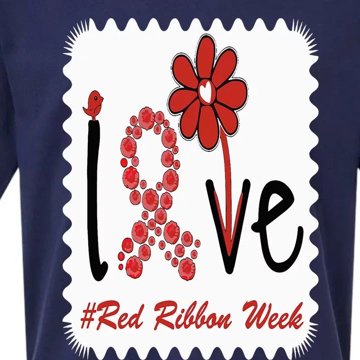 Love Daisy Flower Red Ribbon Week Sueded Cloud Jersey T-Shirt