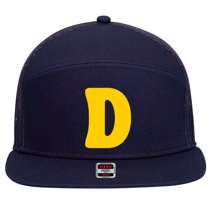 Letter D Funny Chipmunk Group Matching Halloween Costume 7 Panel Mesh Trucker Snapback Hat