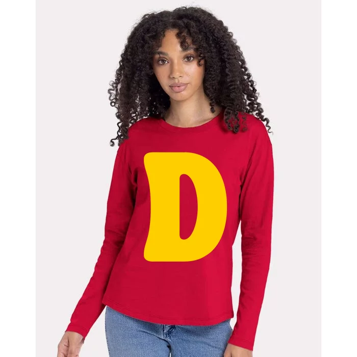 Letter D Funny Chipmunk Group Matching Halloween Costume Womens Cotton Relaxed Long Sleeve T-Shirt