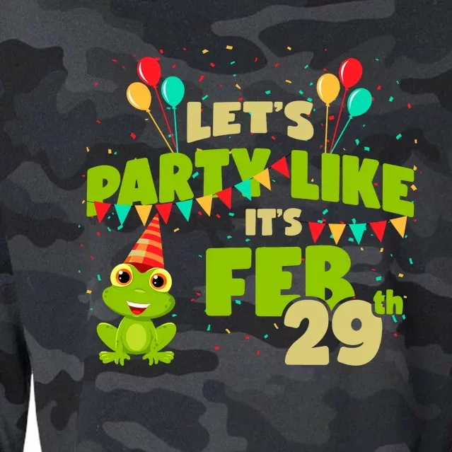 Leap Day February 29th Frog Birthday Party Cute Year Gift Cropped Pullover Crew