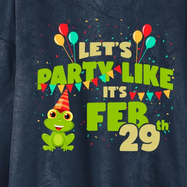 Leap Day February 29th Frog Birthday Party Cute Year Gift Hooded Wearable Blanket