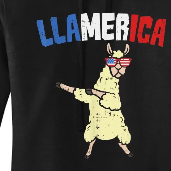 Llamerica Dance Flossing Llama 4th Of July Women's Pullover Hoodie