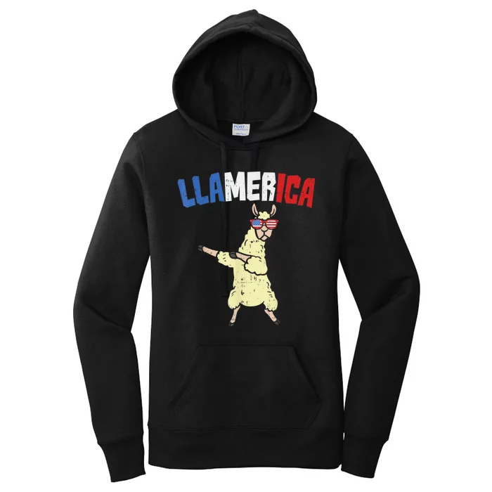 Llamerica Dance Flossing Llama 4th Of July Women's Pullover Hoodie