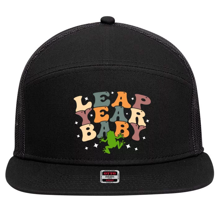 Leap Day Frog Birthday Gift 7 Panel Mesh Trucker Snapback Hat