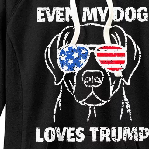 Labrador Dog Flag Sunglasses Even My Dog Loves Trump 2024 Women's Fleece Hoodie